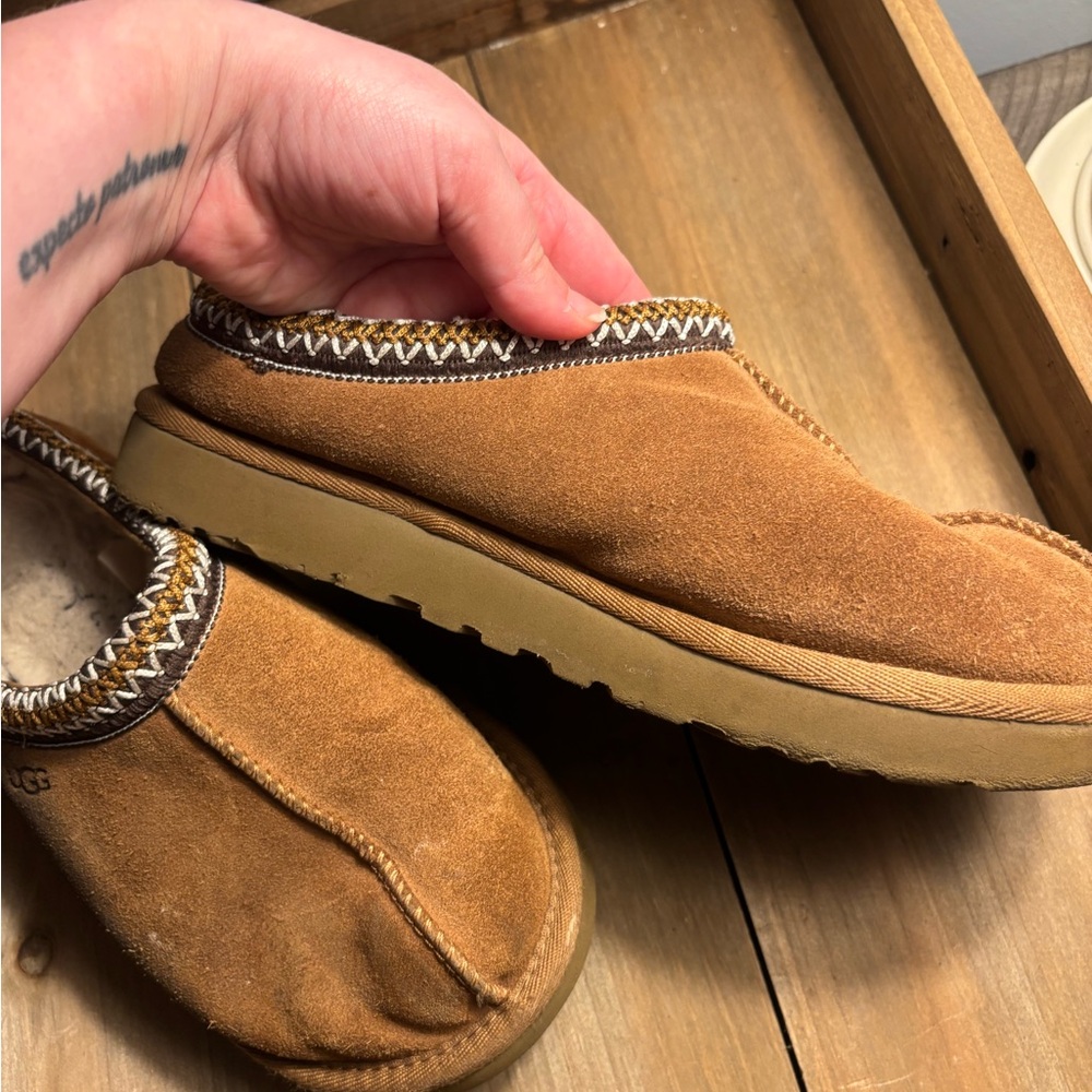 Ugg Size 8 Tasman Cozy Chestnut Suede Shearling Slipper Clogs - Picture 5 of 9